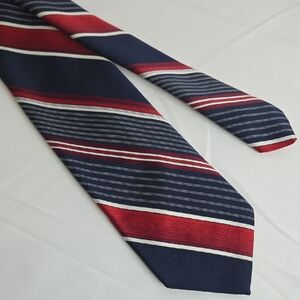 Eli Aviv Polyester Striped Tie, Red/Black/White